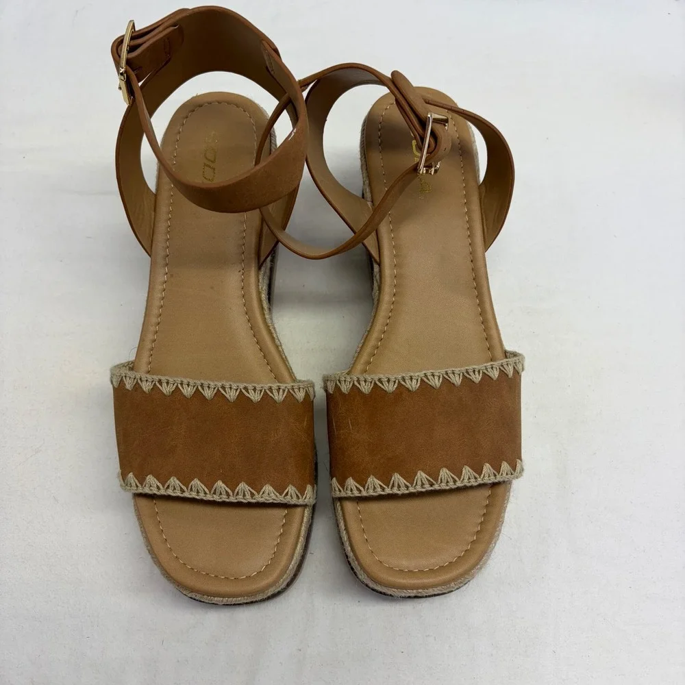 Soda Espadrille Platform Wedge Sandals Womens 11 Brown Ankle Strap Boho Summer